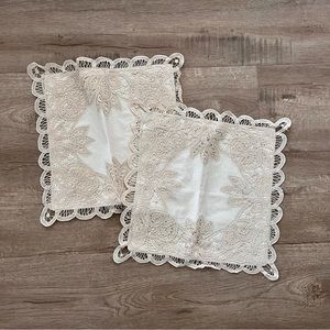 Vintage 100% Cotton Doily‎ Linens Crochet Lace Cushion Pillow Cover Set of 2 NWT
